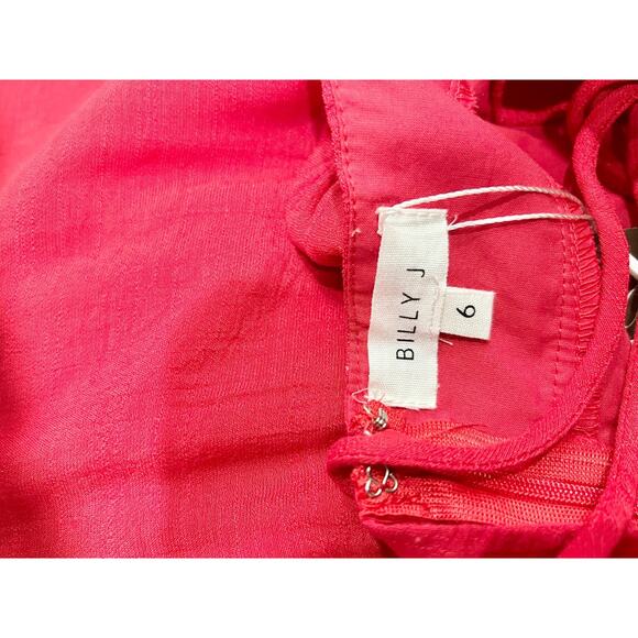 Billy J Galilhai Ruffle V-Neck Side Cutout Maxi Dress Red Women's AUS 6 / US 2 - Picture 4 of 5